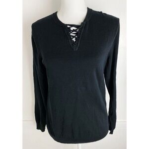 Armani Exchange • Black Lace Up Crewneck Sweater